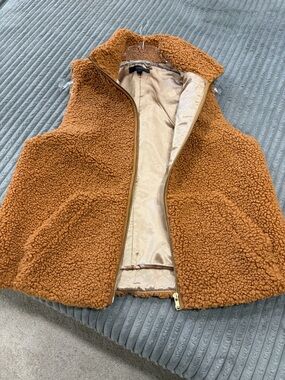 J. Crew Burnt Orange Sherpa-Lined Vest